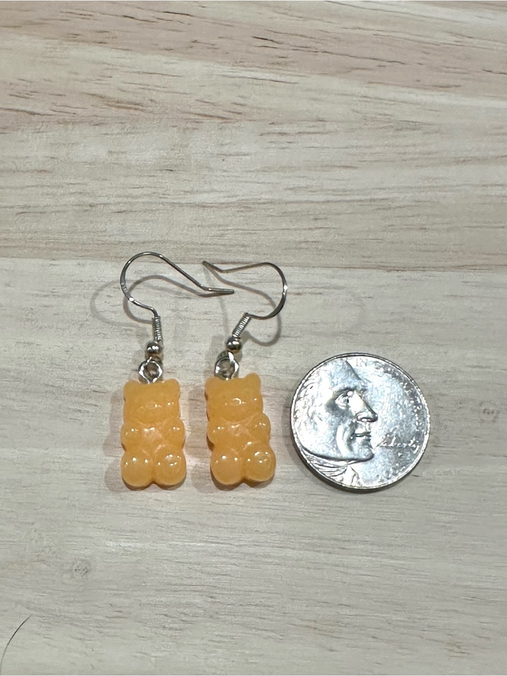 Orange Gummy Bear Resin Earrings - Picture 2 of 3